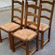 4 dining chairs made of solid wood with straw seats, farmhouse style, medium oak, 1960, 100cm.