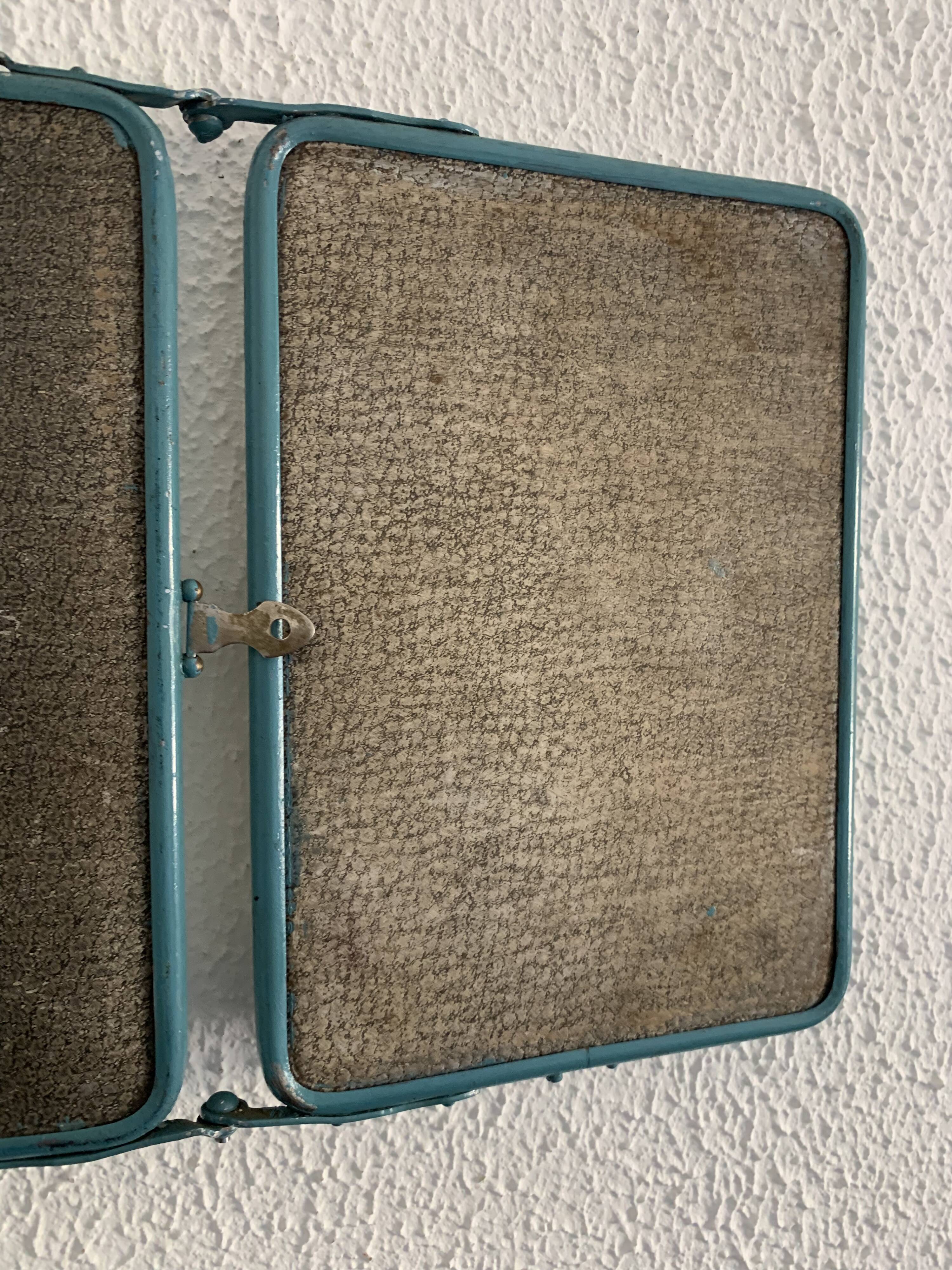 Vintage mirror 1950 gray peacock barber triptych - 22 x 50 cm