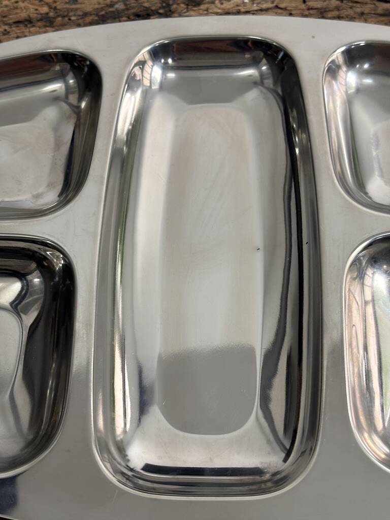 Large compartmented appetizer platter Inox 18/10 vintage
