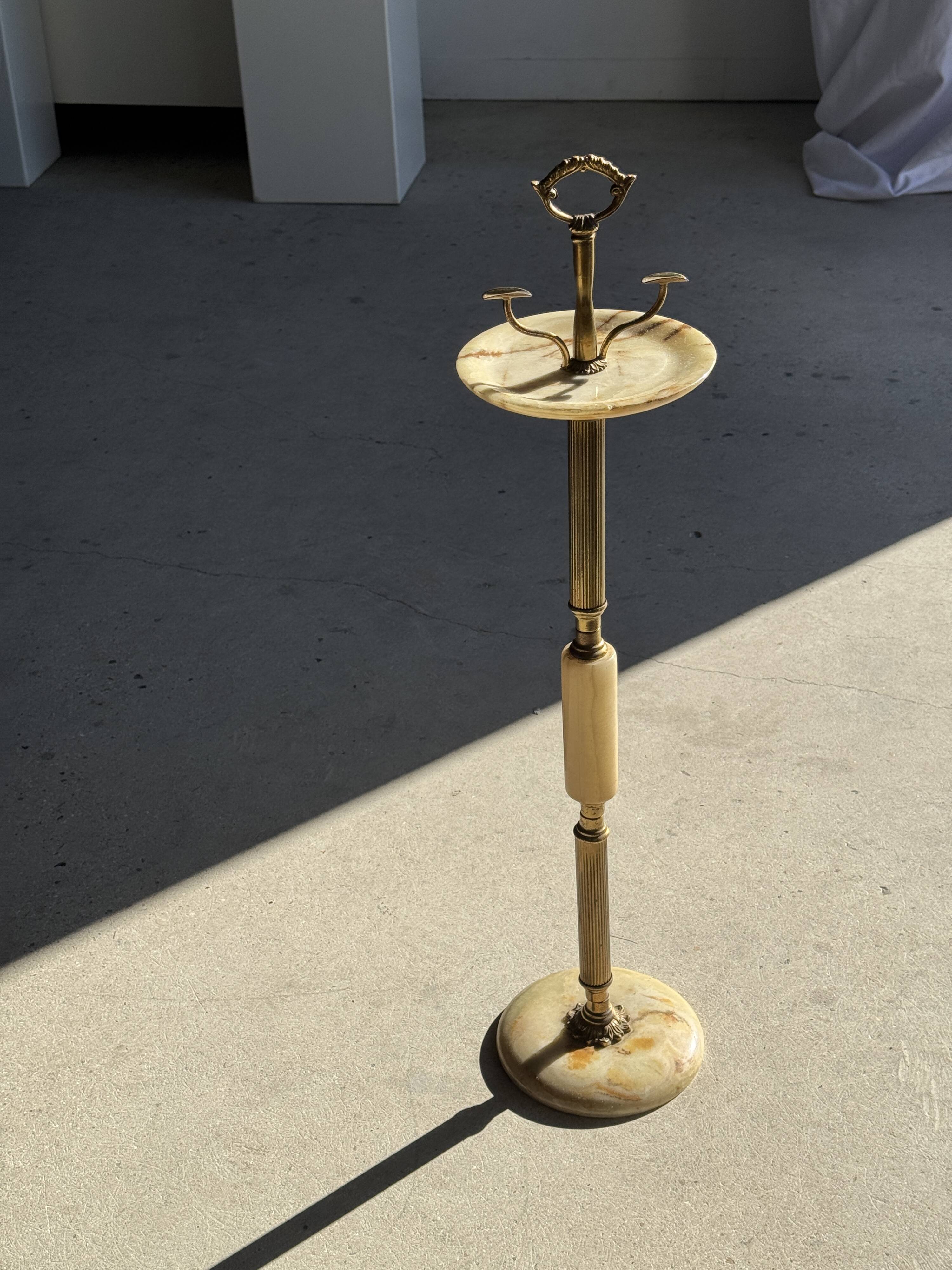 Marble and brass standing ashtray H74 D17