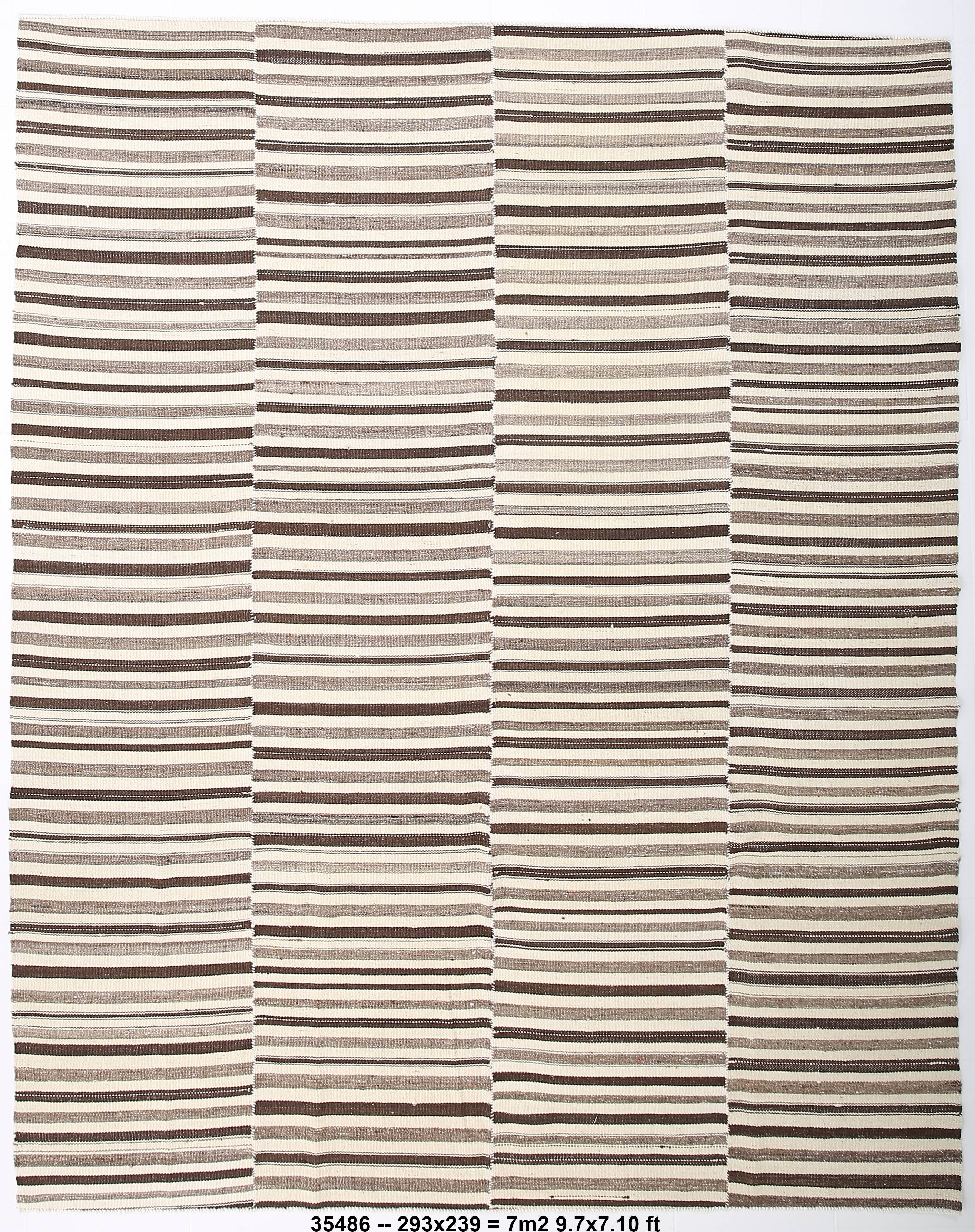 8x10 Dark Brown & Beige Kilim Rug 239x293Cm SK 35486