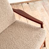 Mid Century Sofa par Hartmut Lohmeyer, teck et cannage