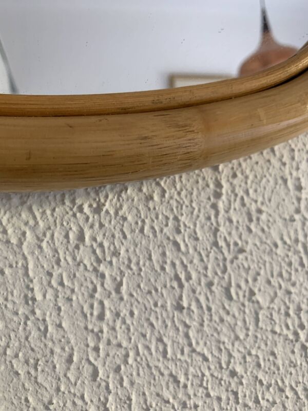 Miroir vintage 1970 pomme rotin osier fruit - 35 x 32 cm