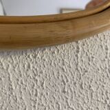 Vintage 1970s Apple Rattan Wicker Fruit Mirror - 35 x 32 cm