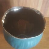 Vintage green and bronze ceramic pot cover vase