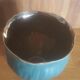 Vintage green and bronze ceramic pot cover vase