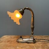 Antique art nouveau table lamp with frosted glass shade