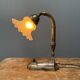 Lampe de table art nouveau antique avec abat-jour en verre dépoli