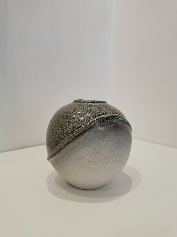 Grey potter's ball vase