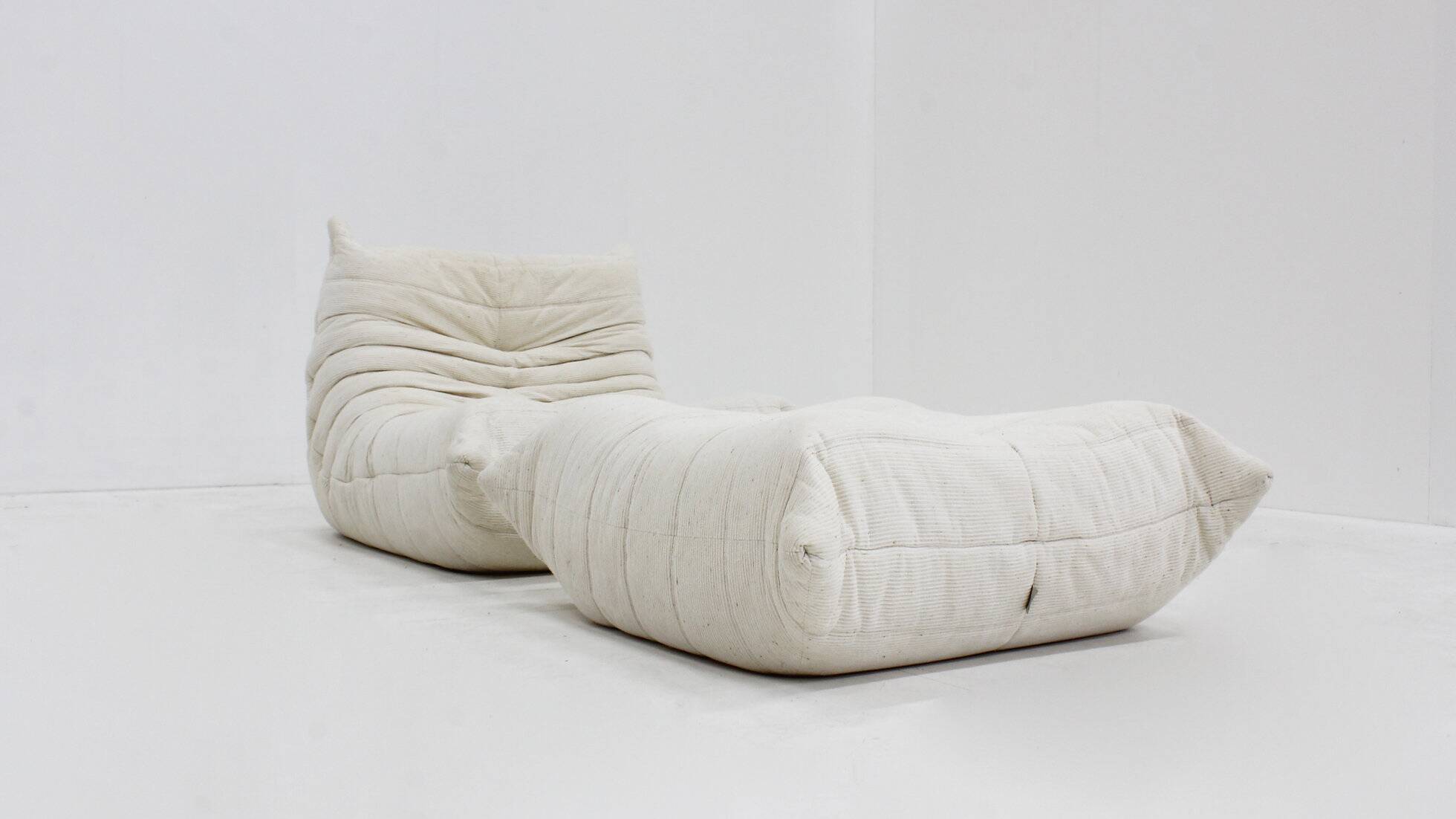 Vintage Togo chair with ottoman 1980s by Michel Ducaroy for Ligne Roset