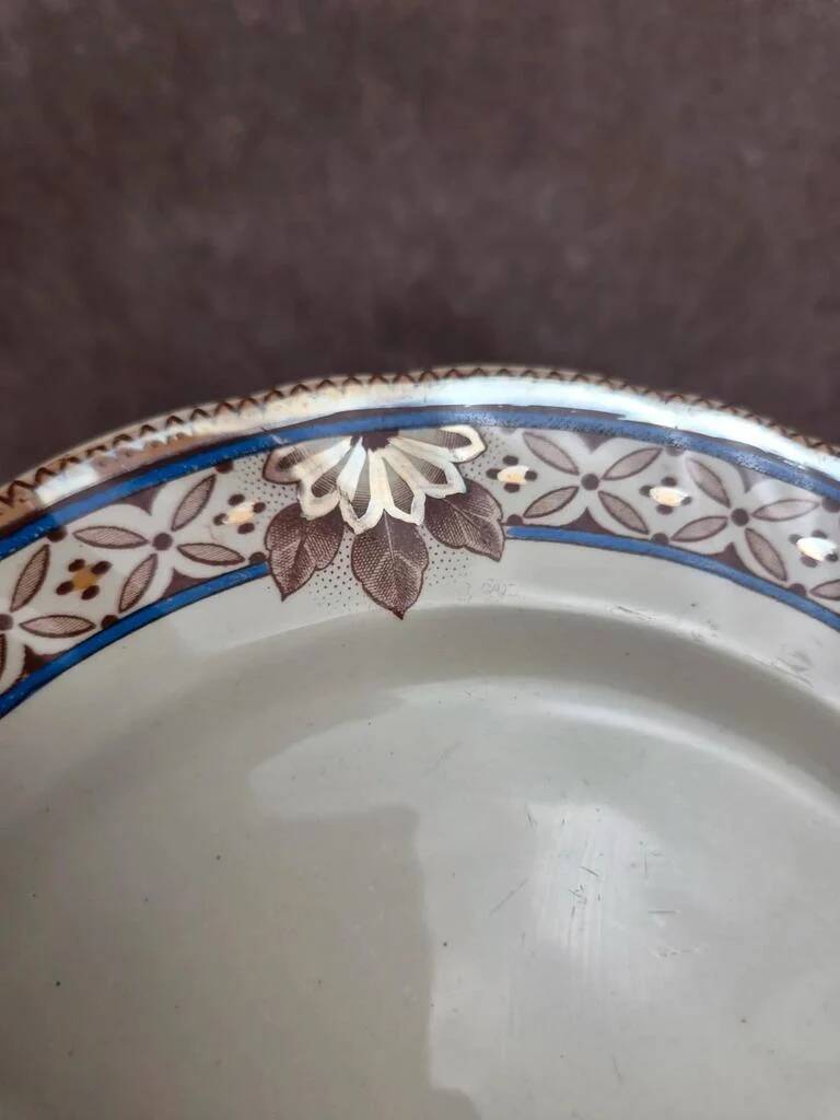 Antique compote dish Creil et Montereau B & Cie – fine polychrome earthenware 19th century
