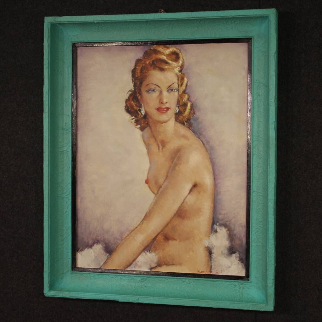 French signed nude painting 60's