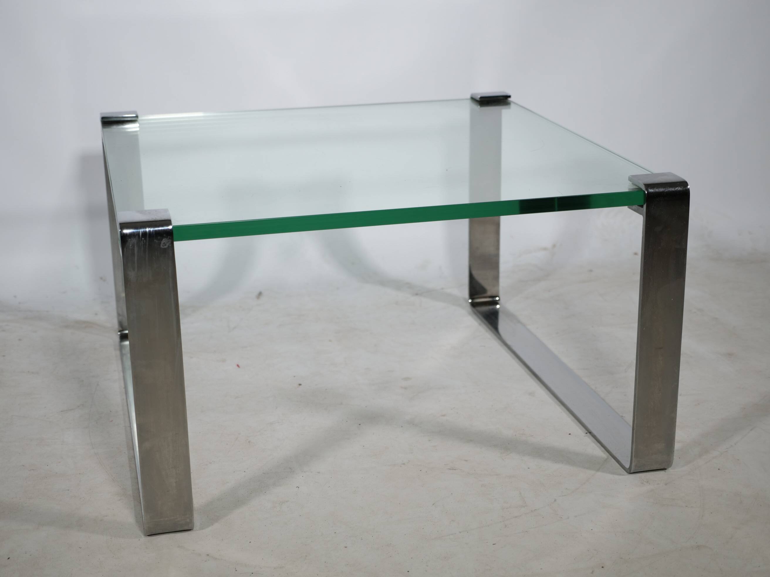 Table basse étroite en verre chromé Draenert 1022 années 1970