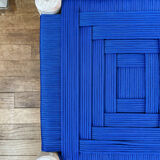 Moroccan stool beldi seated blue Majorelle