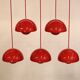 Iconic VP1 cherry red enamel flowerpot lamps designed by Verner Panton - &t