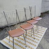 Set 4 chaises vintage scandinave chrome et simili