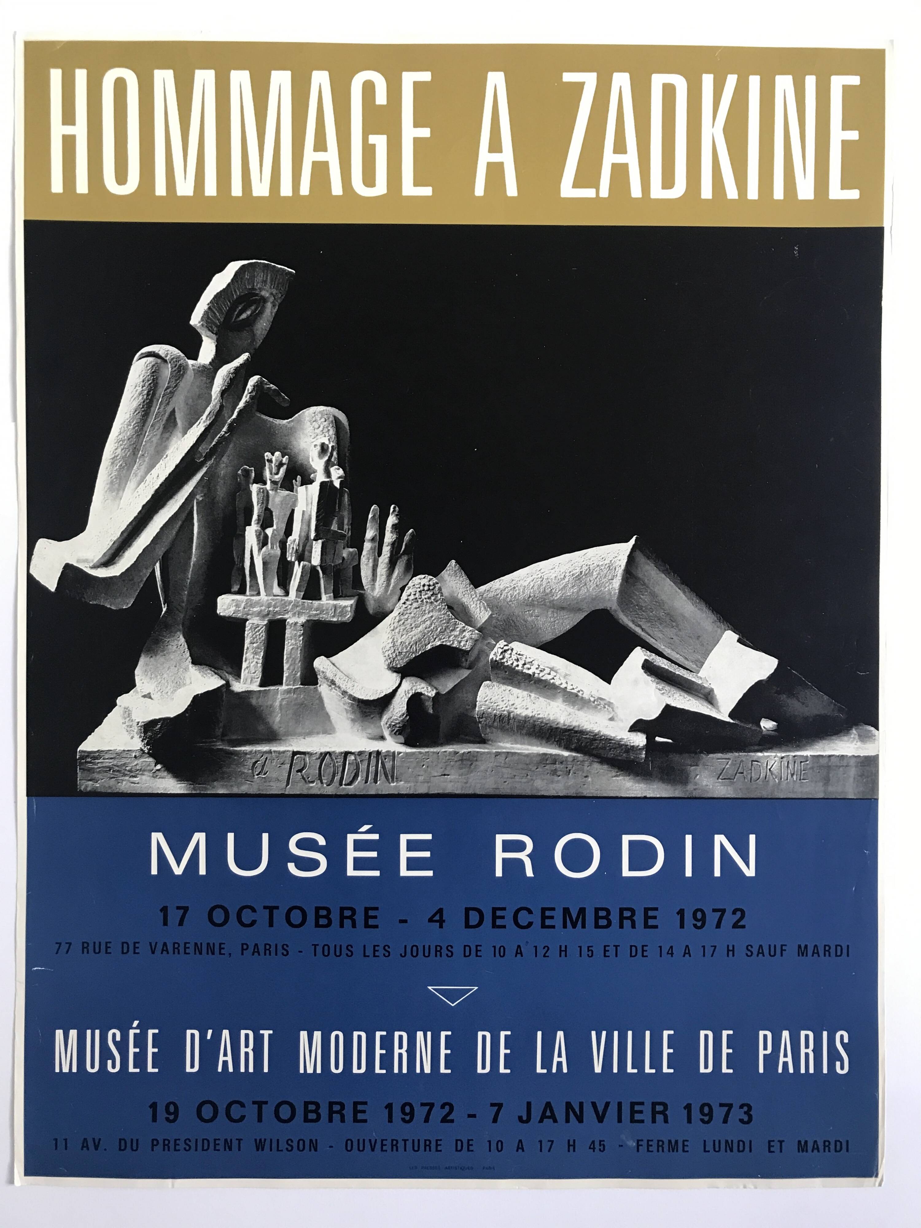 Tribute to Zadkine, Rodin Museum & Museum of Modern Art of the City of Paris, 1972-73