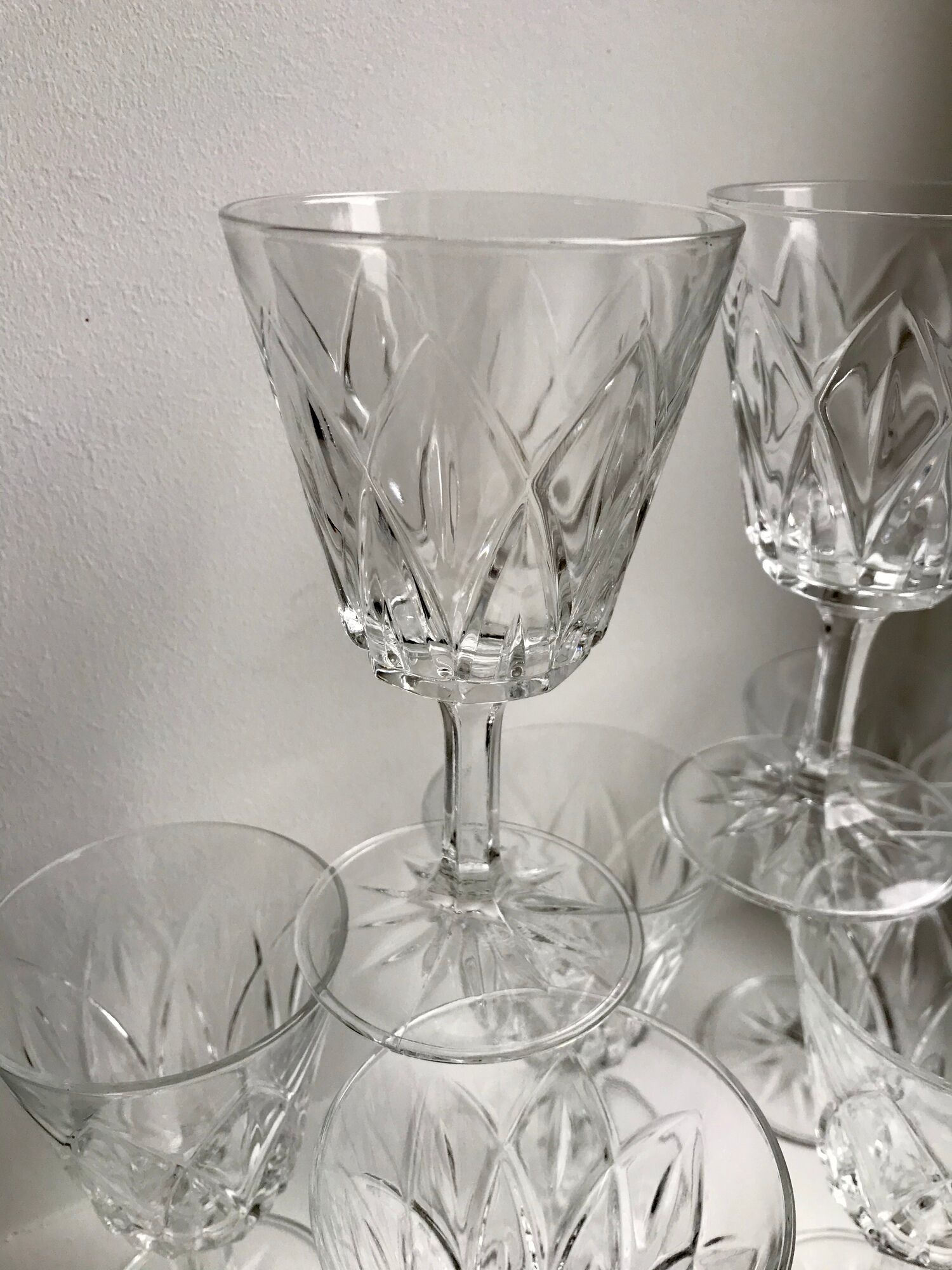 Set of 7 glasses of wine / crystal water 60s