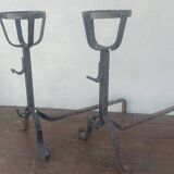 Paire de chenets anciens landier en fer forgé