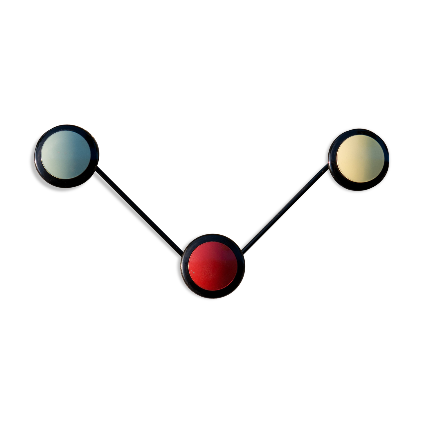 Wall coat rack with 3 colored pegs