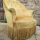 Fauteuil crapaud Style Napoléon III ocre jaune vintage, années 40