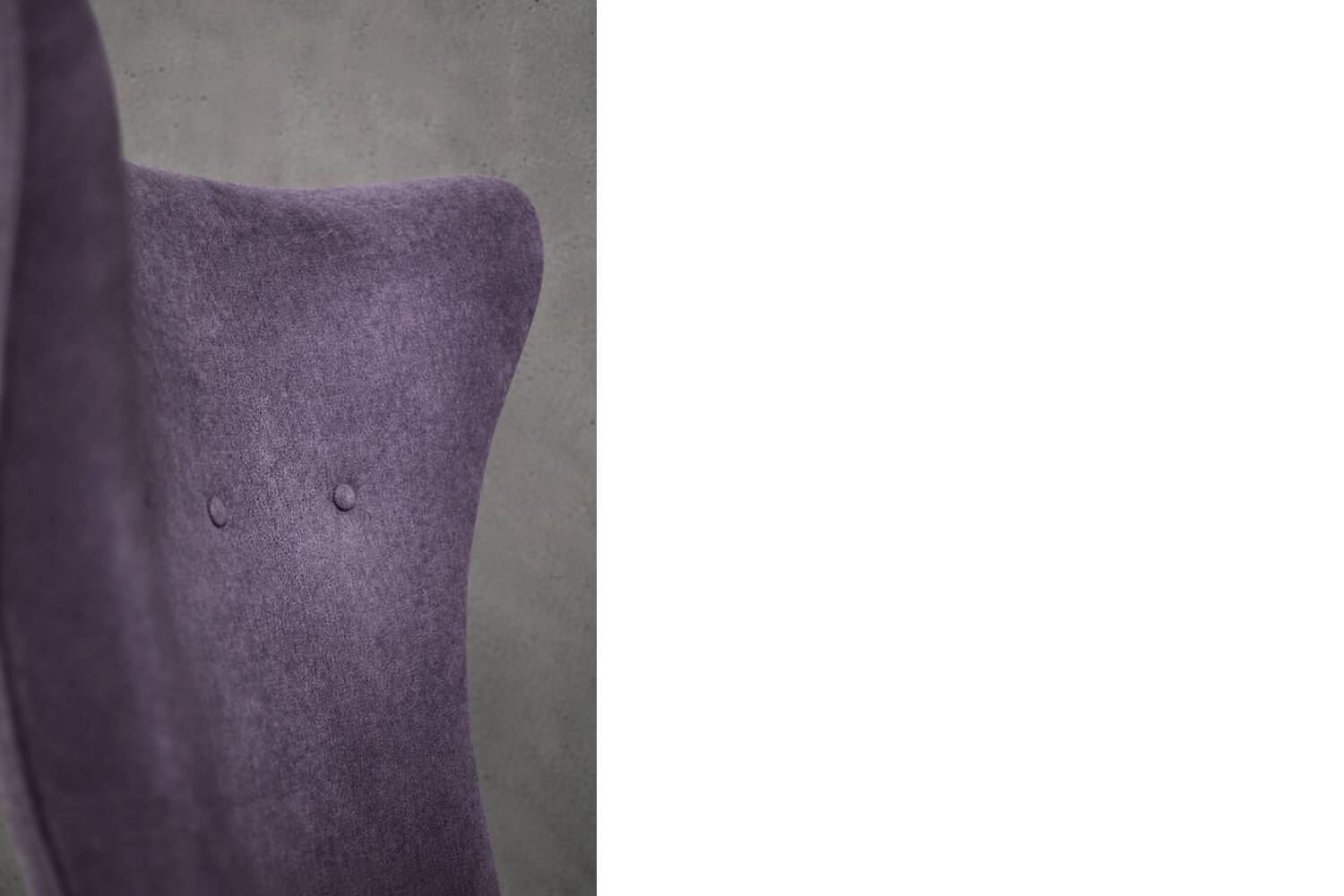 Vintage Mid-Century Scandinavian Modern Oak & Purple Fabric High Back Wing