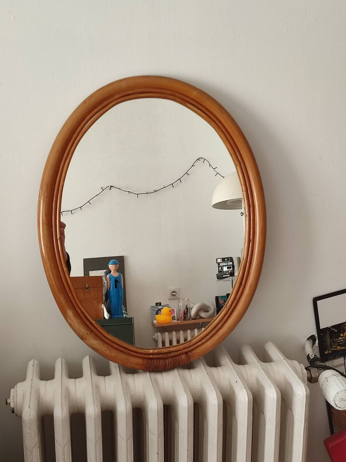 Vintage bamboo and rattan mirror