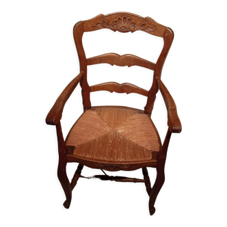 Fauteuil paillé ancien