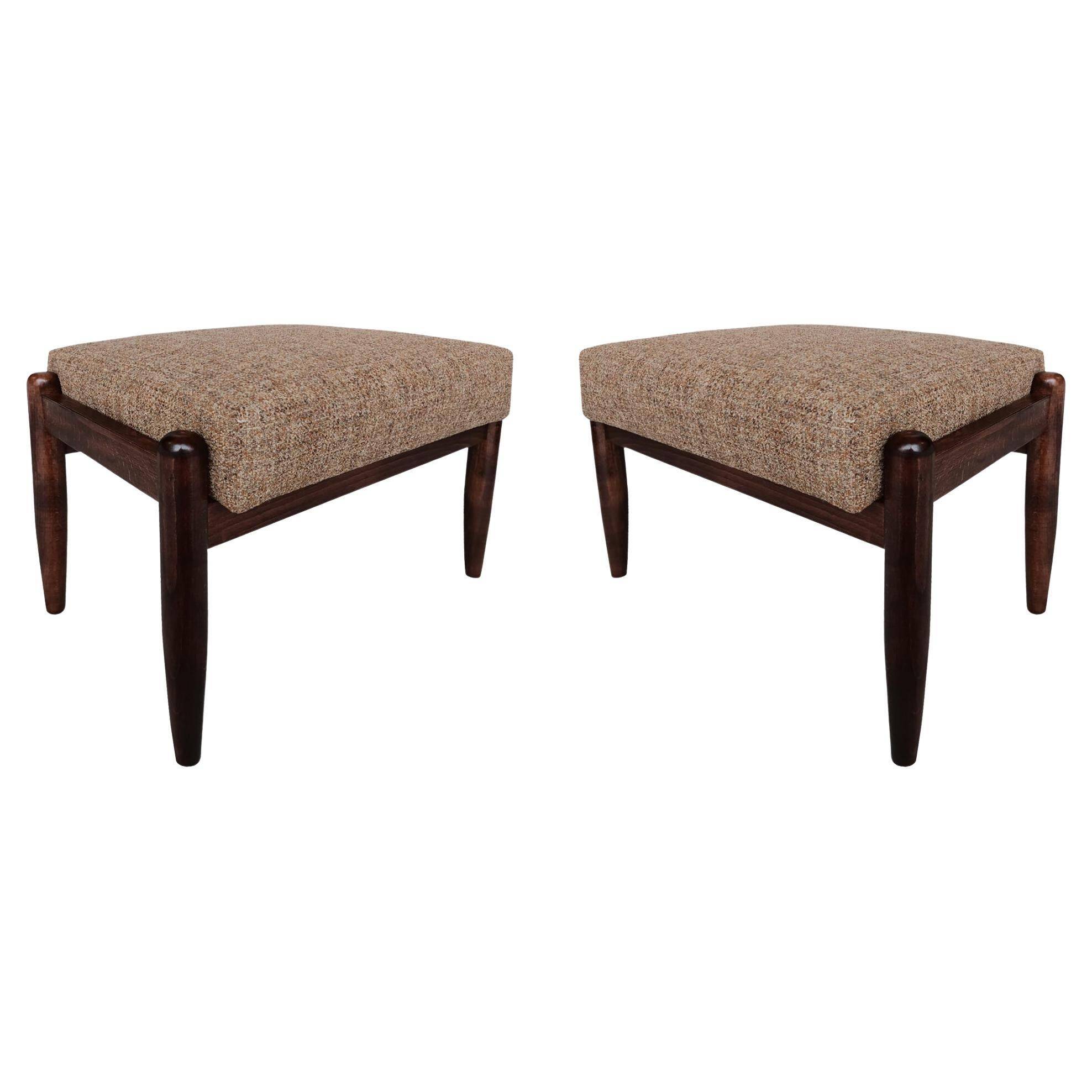 Set of two mixed beige vintage stools mid-century, Edmund Homa, Europe, 1960s