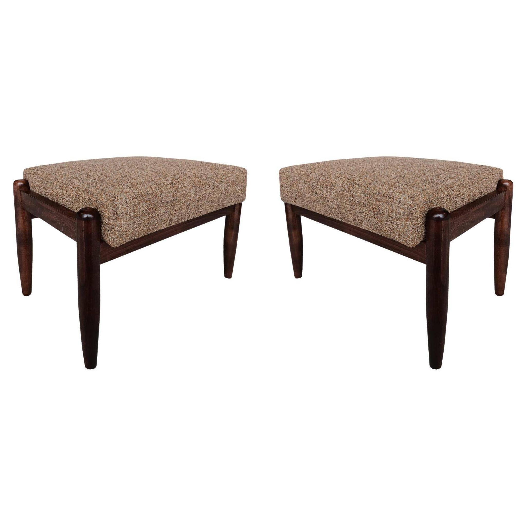 Set of two mixed beige vintage stools mid-century, Edmund Homa, Europe, 1960s