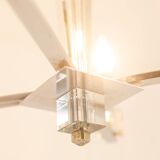 Jacques Adnet. Modernist chandelier in chromed metal. Circa 1940.