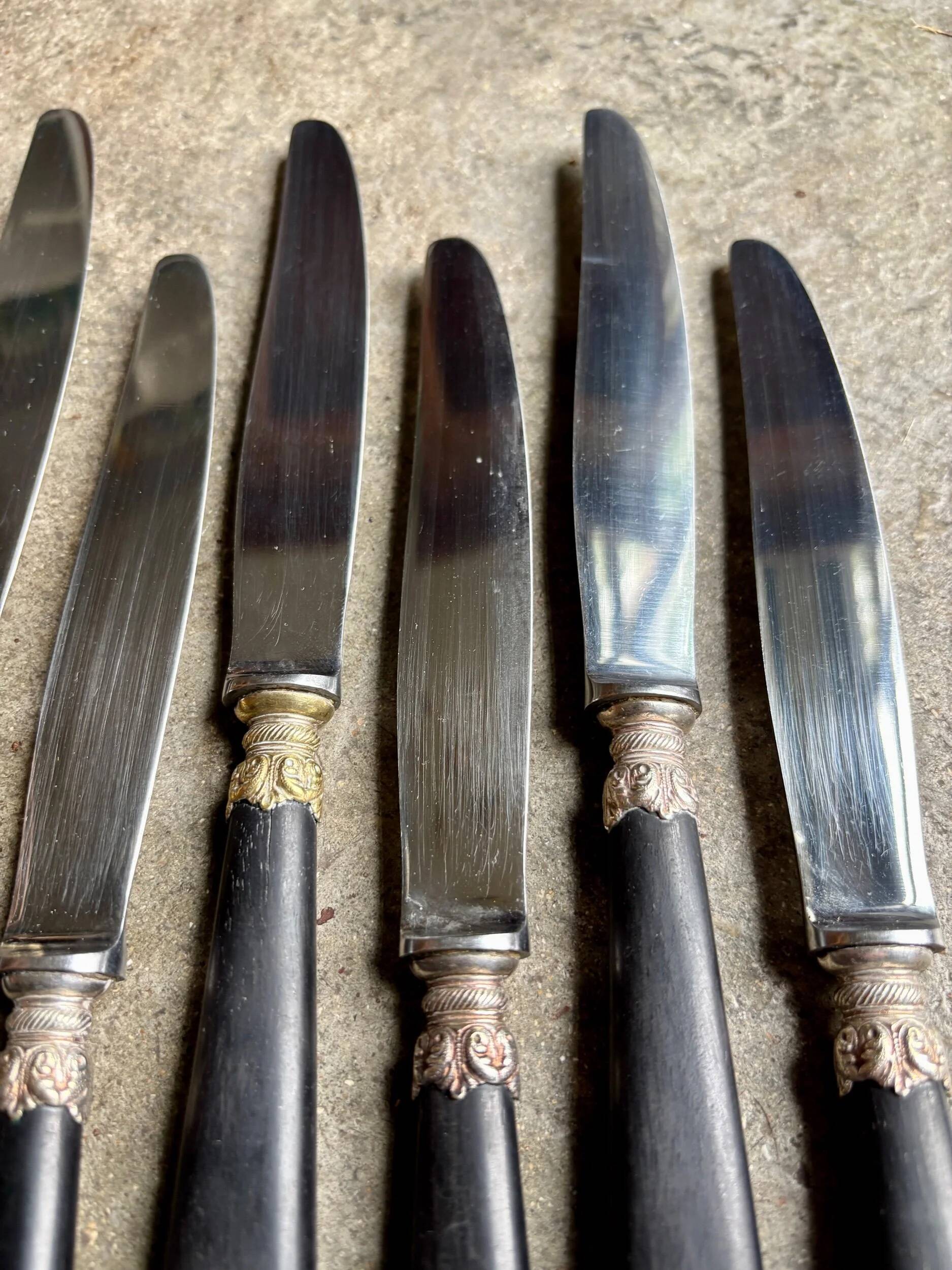 6 couteaux Christofle en ébène