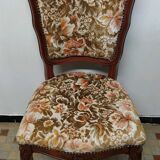 Louis XV Style Chair in Wood and Floral Fabric