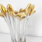 Splash-shaped crystal vase with gold rim