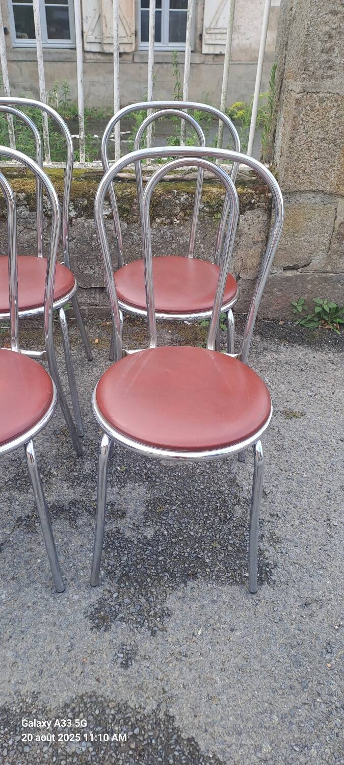 8 vintage chrome bistro chairs