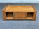 Solid wood coffee table with sliding door, stained pine, 120x60cm.