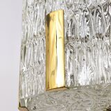 Kalmar Suspension Tambour Drum, Brass, Frosted Textured Glass, Austria, 1960s