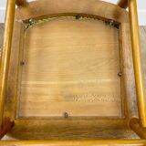 60s blond wood and yellow vinyl bistro chair