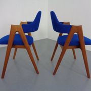 Set of Compass Chairs in Teak and Kvadrat Hallingdal 65 by Kai Kristiansen for Schou Andersen, 1960s