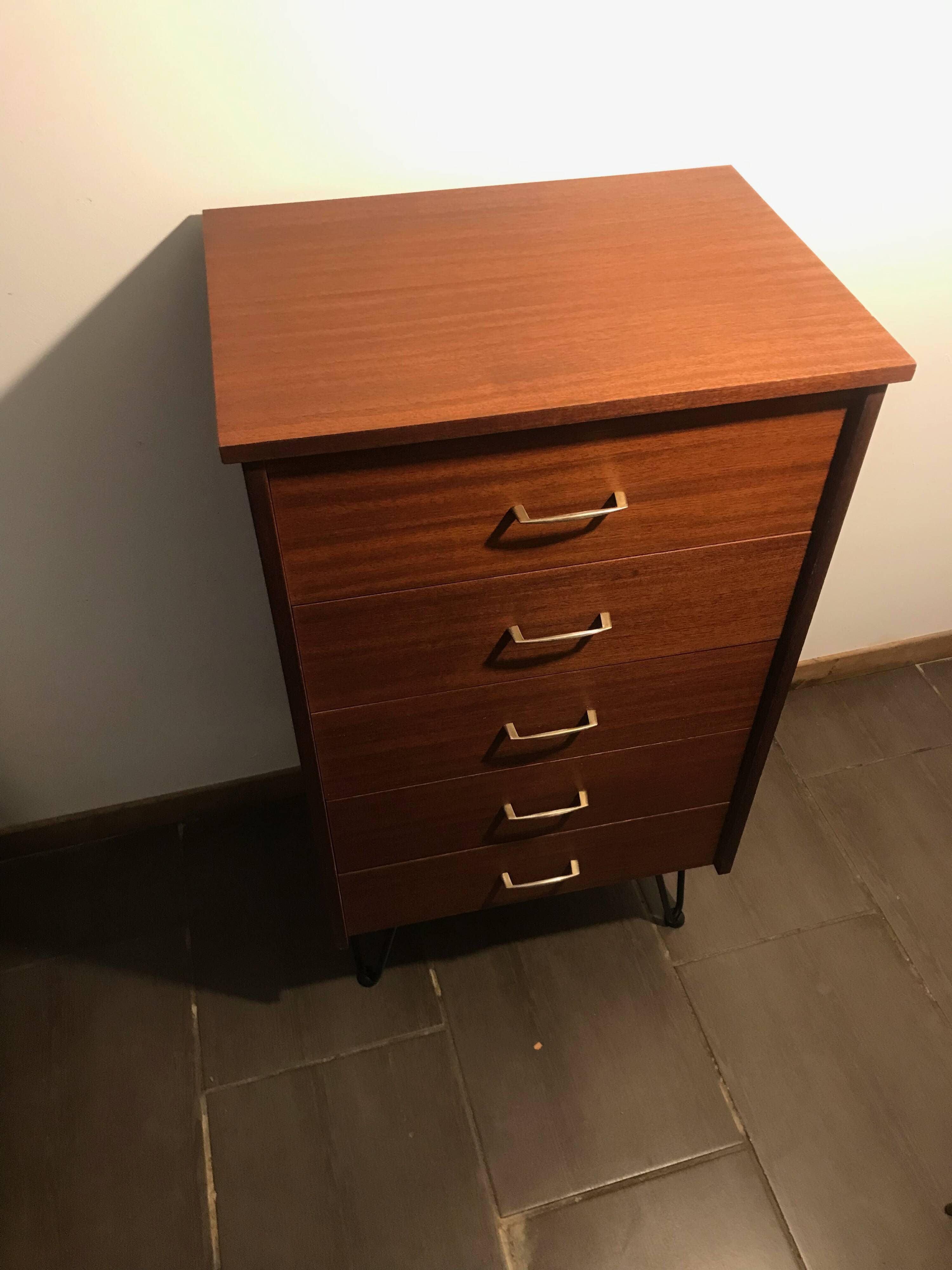 commode 5 tiroirs en teck 1960