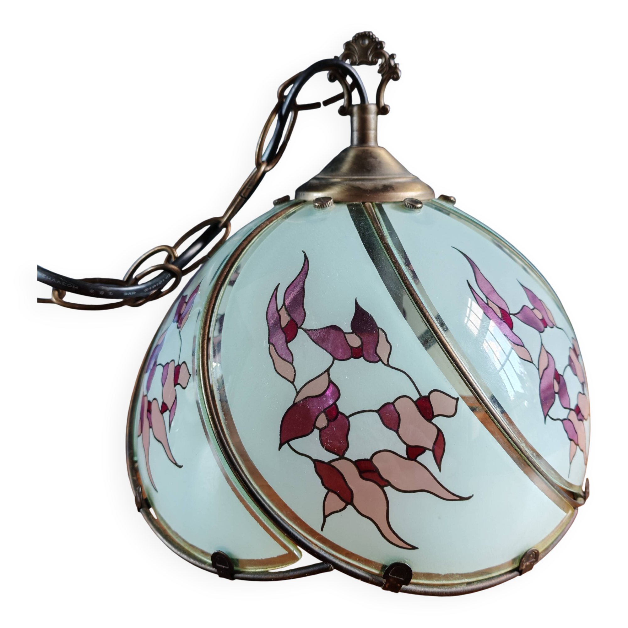 Vintage Tiffany Style Art Deco Pendant Chandelier