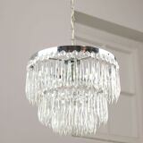 Vintage Italian Crystal & Chrome Chandelier, 1970s