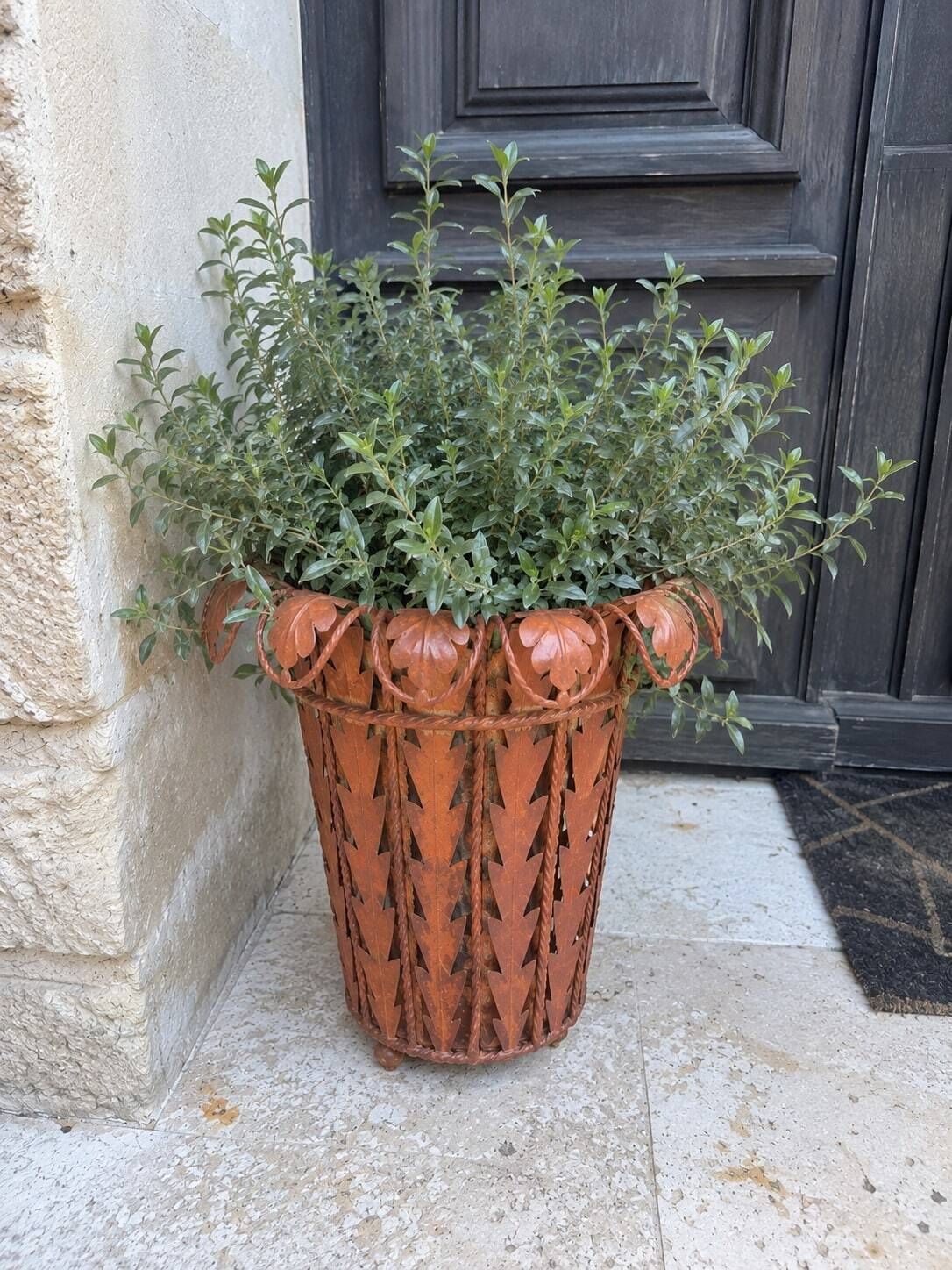 Umbrella stand or metal plant pot inspired by Art Nouveau, 20th century