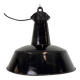 Industrial Black Enamel Factory Lamp with Cast Iron Top, 1950s