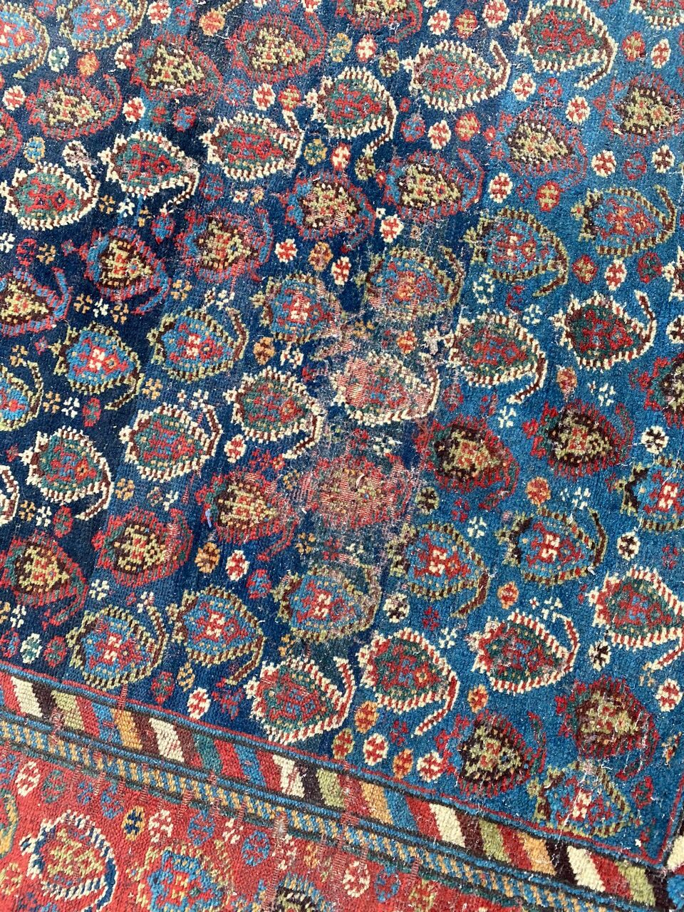 Pretty old Persian carpet of ghashghai handmade 177x328 cm
