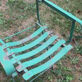 Pair of mid century distressed painted iron garden chairs