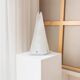 Milky White Murano Frosted Glass Pyramid Table Lamp with White Metal Base - Italian Space Age Design, 1970s