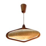 Sisal Ufo pendant lamp and vintage teak by Temde Leuchten