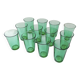 12 vintage Lesieur green glasses.