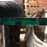 Paolo Piva's Italian leather sofa with rotating round glass shelves, 1980